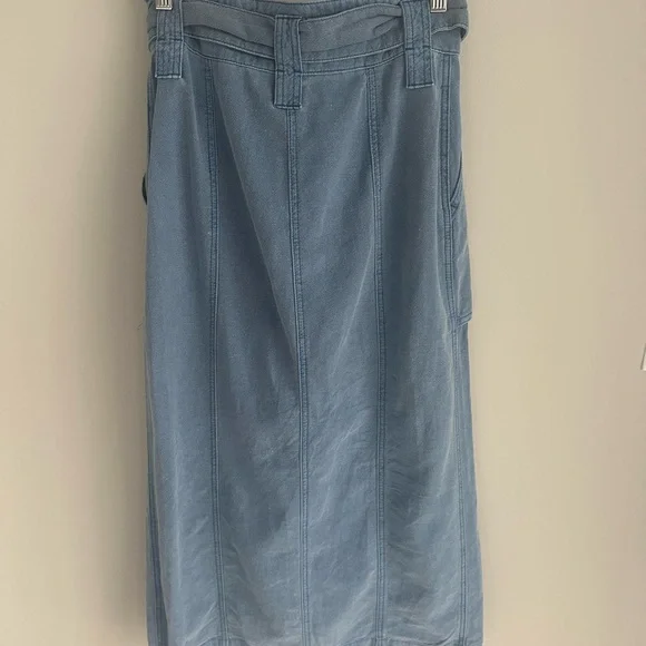Free people catching feeling linen cotton blend front slit midi skirt size 0 - Picture 9 of 9